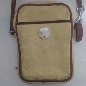 Coach Gold and Brown Wristlet